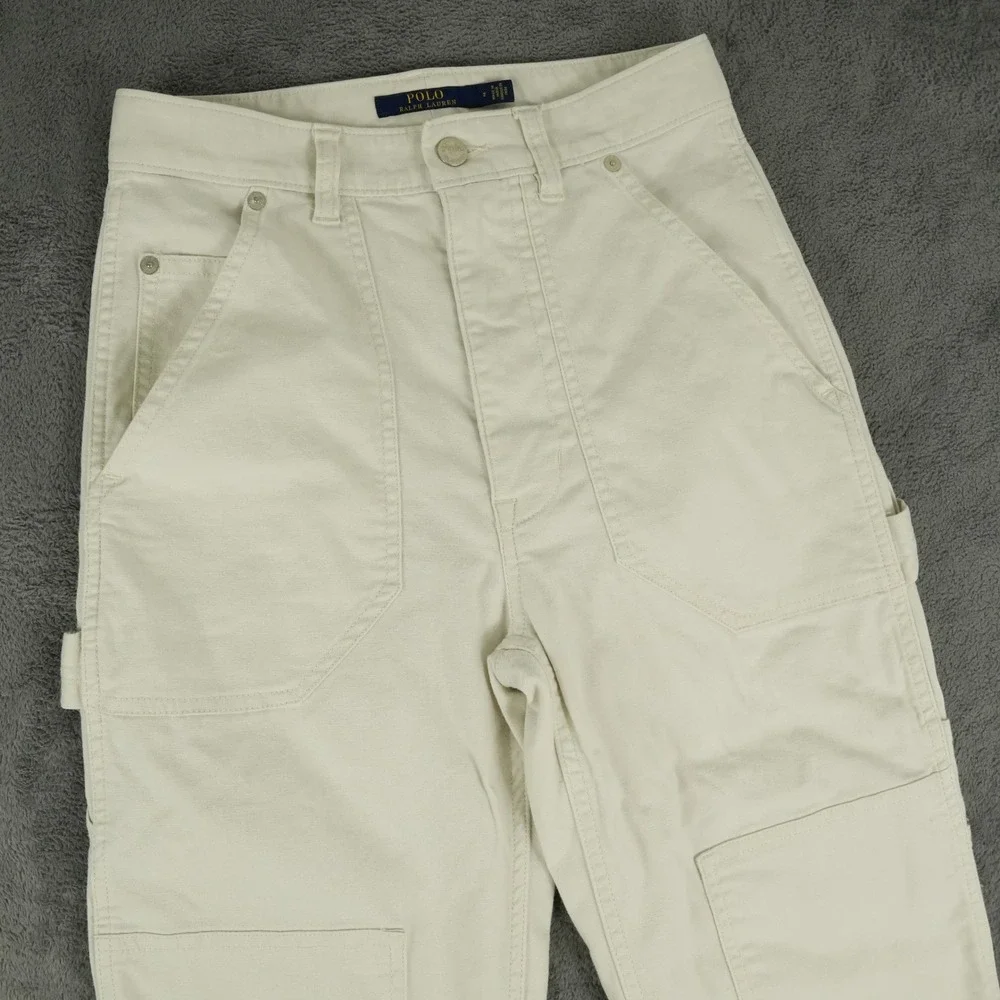 Polo Ralph Lauren Carpenter Pants Womens 2 Off-White Double Knee Utility